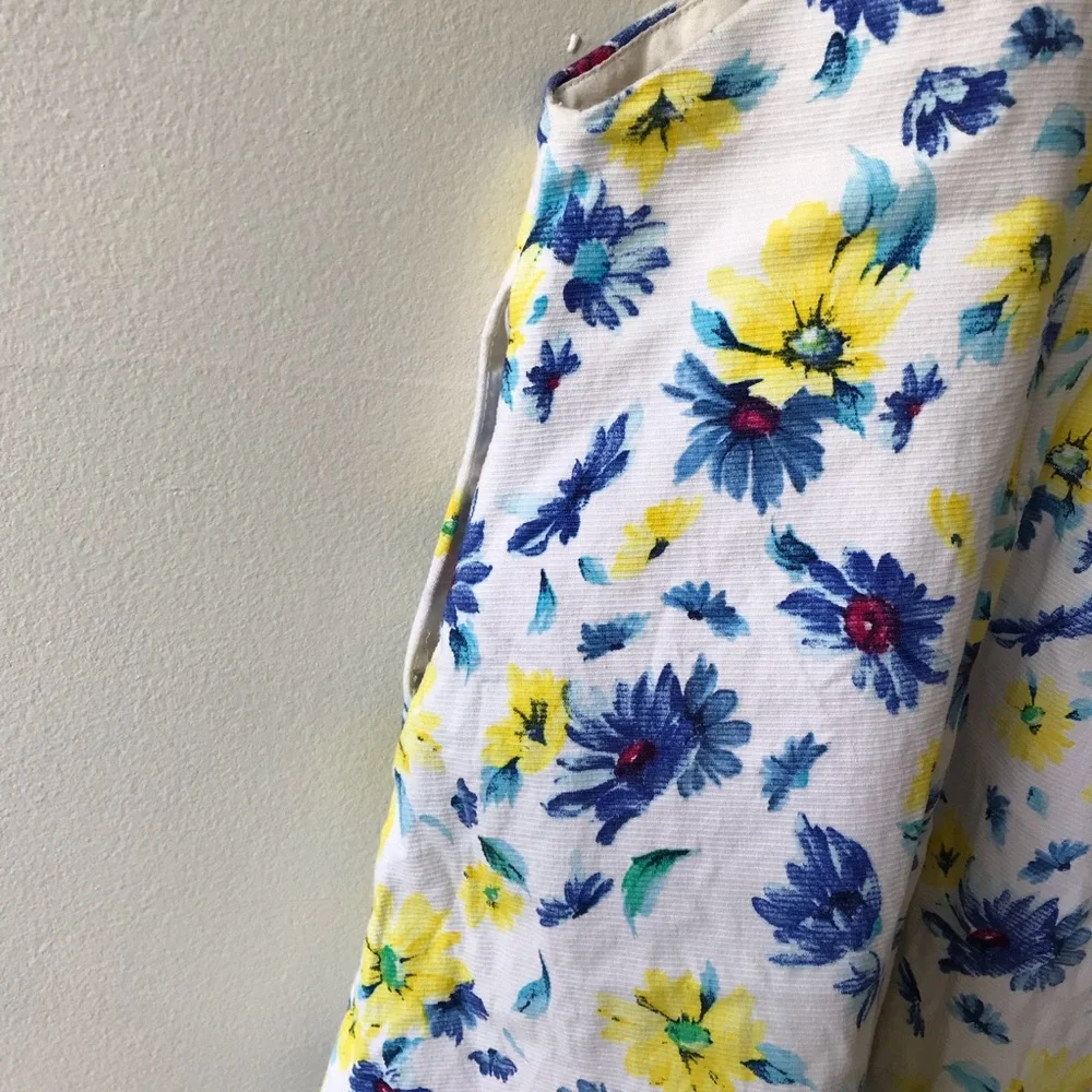 ZARA TRAFALUC White Blue Yellow Floral Cutout Dress S - Picture 8 of 15